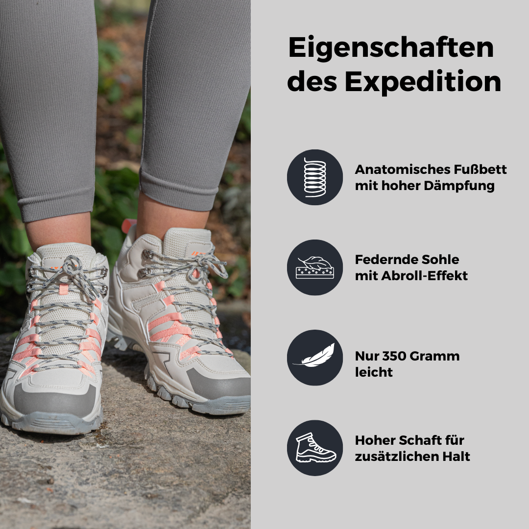 ORTHOSHOES® Expedition - leichte orthopädische Outdoor- & Wanderstiefel mit dämpfender Sohle